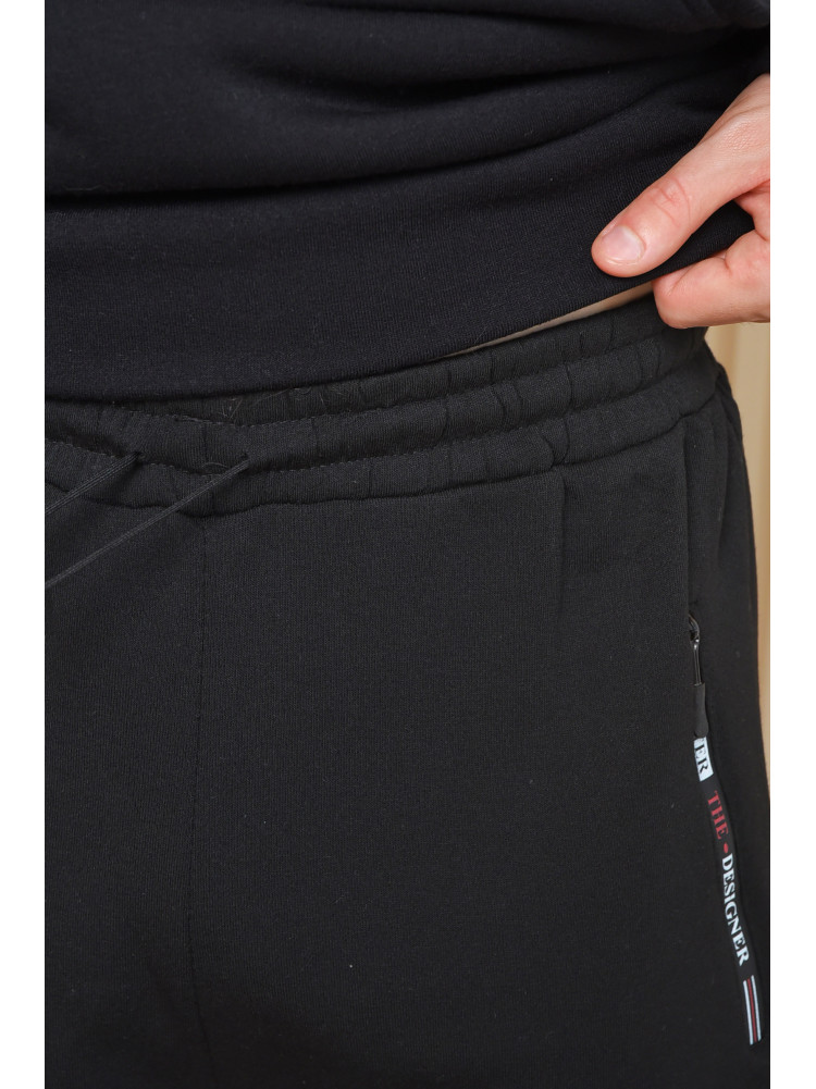 Спортивные штаны мужские на флисе черного цвета 6119 165460C