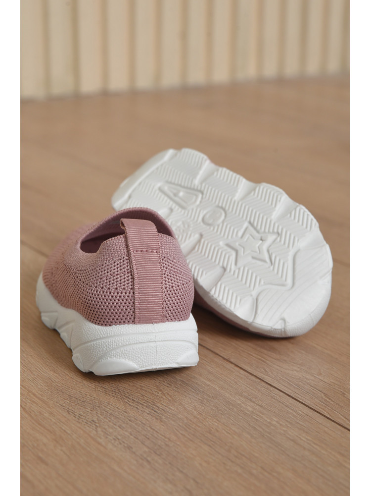 Кросівки дитячі для дівчинки пудрового кольору текстиль 5214-2 165515C