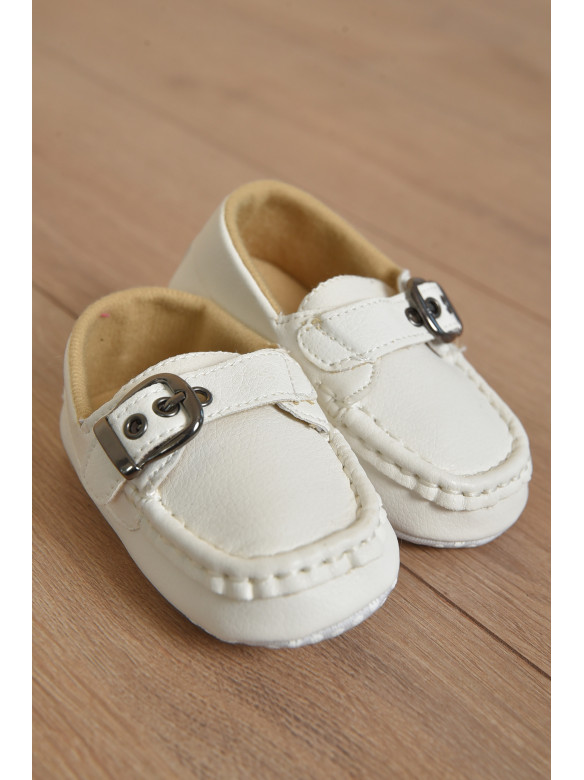 Пинетки детские белого цвета с застежкой 4 165591C