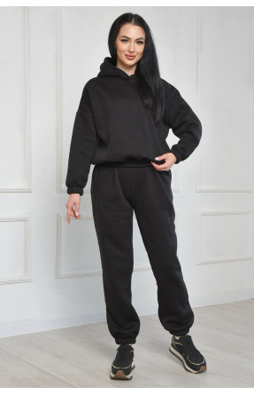Спортивный костюм женский на флисе черного цвета 1147 165927C