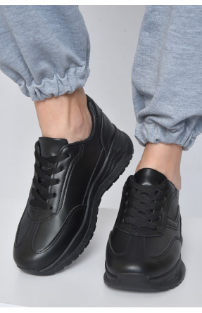 Кросівки жіночі чорного кольору на шнурівці 186-127 165969C