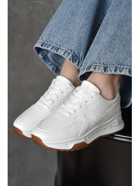 Кросівки жіночі бежевого кольору на шнурівці 186-126 165979C