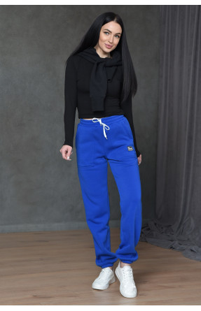 Спортивные штаны женские на флисе синего цвета 1850 166118C