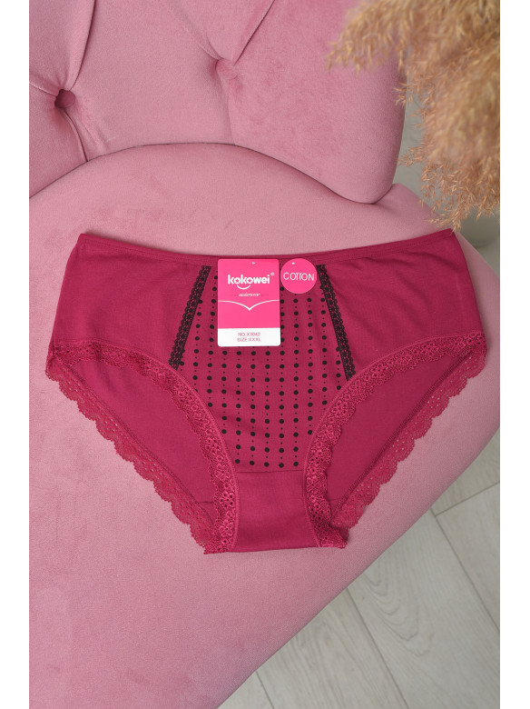 Трусы женские полубатальные бордового цвета 3042 166539C