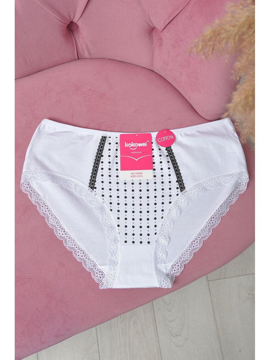 Трусы женские полубатальные белого цвета размер 3XL 3042 166542C