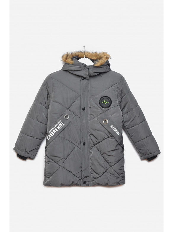 Куртка дитяча зимова  для хлопчика темно-сірого кольору 215 166566C