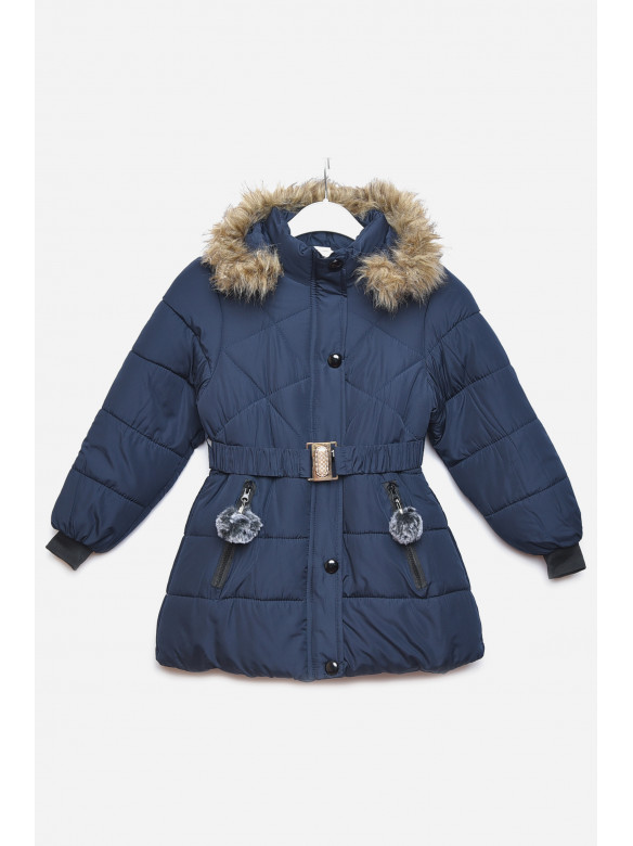 Куртка дитяча зимова  для дівчинки темно-синього кольору 166571C