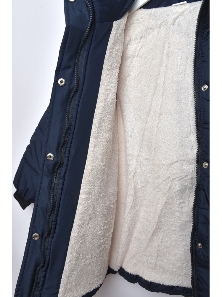 Куртка детская зимняя для девочки темно-синего цвета 166571C