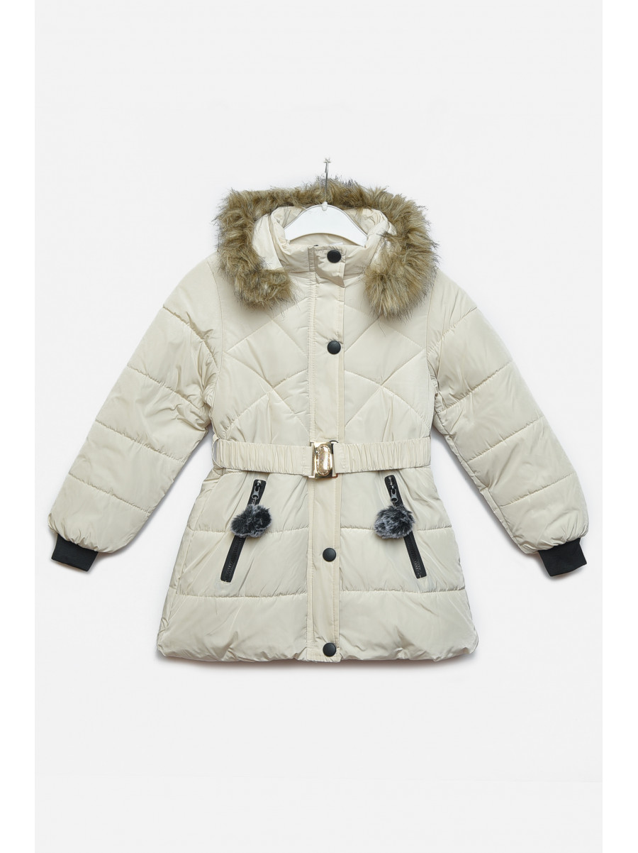 Куртка детская зимняя для девочки молочного цвета 166574C