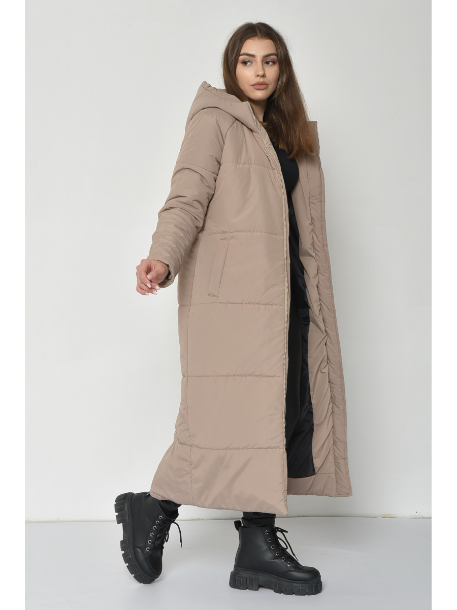 Пальто женское еврозима бежевого цвета 166801C