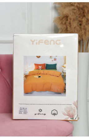Комплект постельного белья оранжево-салатового  цвета двуспальный 21-06-JC 167789C