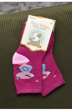 Шкарпетки дитячі махрові  для дівчинки фіолетового кольору D599 167841C