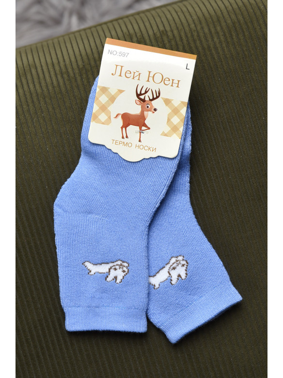 Шкарпетки дитячі махрові блакитного кольору 597 167843C