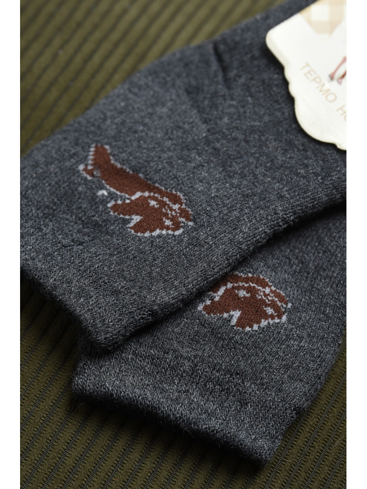 Шкарпетки дитячі махрові темно-сірого кольору 597 167853C