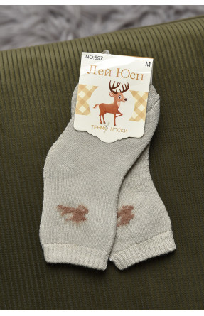Шкарпетки дитячі махрові темно-бежевого кольору 597 167864C