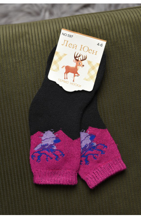 Шкарпетки дитячі махрові для дівчинки чорного кольору 597 167872C