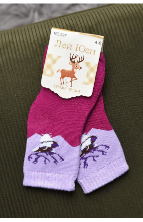 Шкарпетки дитячі махрові для дівчинки фіолетового кольору 597 167873C