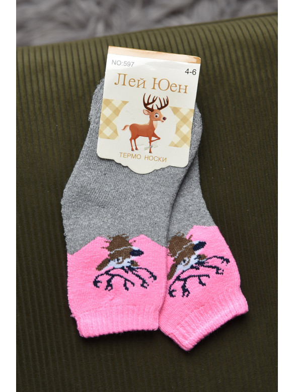 Шкарпетки дитячі махрові для дівчинки сірого кольору 597 167874C