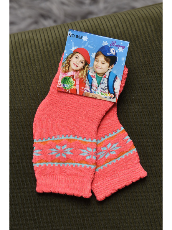Шкарпетки дитячі махрові для дівчинки рожевого кольору 058 167900C