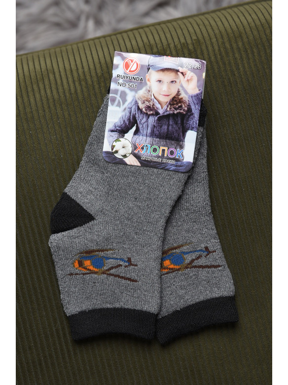 Шкарпетки дитячі махрові для хлопчика сірого кольору 501 167959C