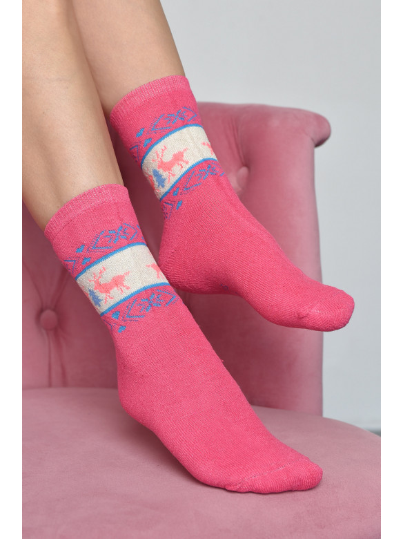 Шкарпетки махрові жіночі рожевого кольору розмір 37-42 701 167994C