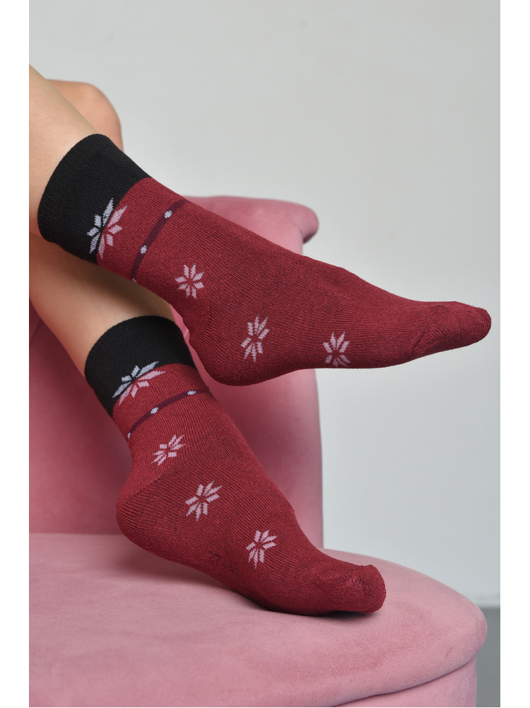 Шкарпетки махрові жіночі бордового кольору розмір 37-42 712 168013C