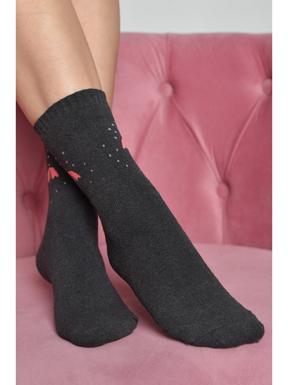 Шкарпетки махрові жіночі темно-сірого кольору розмір 37-42 778 168022C