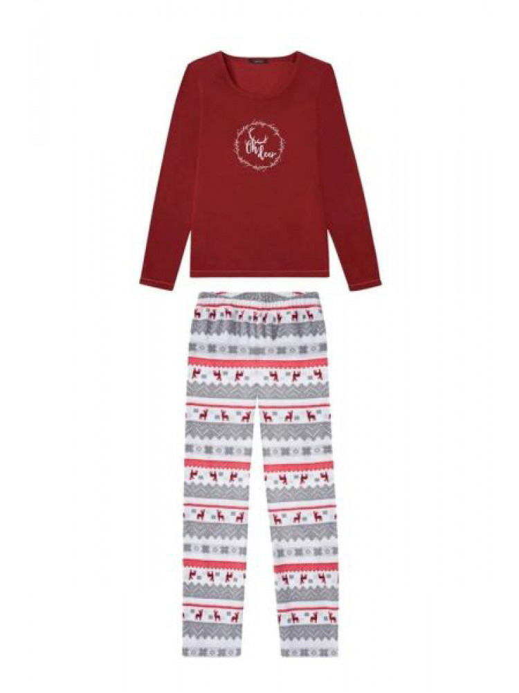 Женская пижама на флисе красного цвета. 168195C
