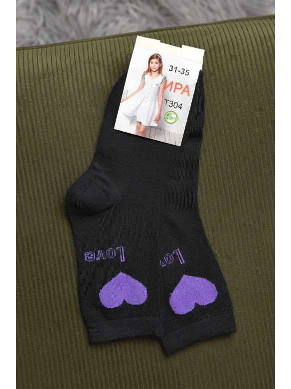 Носки для девочки черного цвета с рисунком Т304 168274C