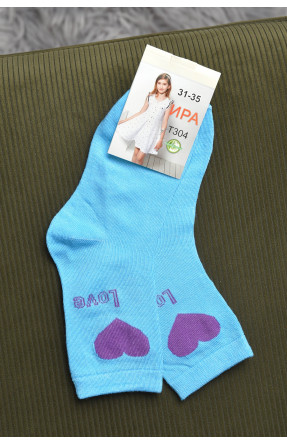 Шкарпетки для дівчинки бірюзового кольору з малюнком Т304 168275C