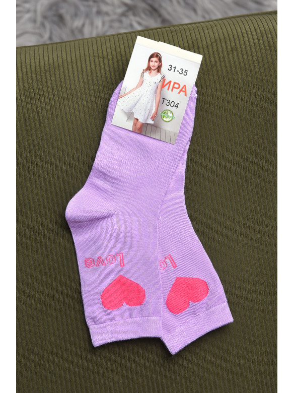Шкарпетки для дівчинки фіолетового кольору з малюнком Т304 168279C