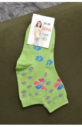 Шкарпетки для дівчинки зеленого кольору з малюнком Т303 168281C