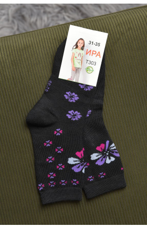 Носки для девочки черного цвета с рисунком Т303 168282C