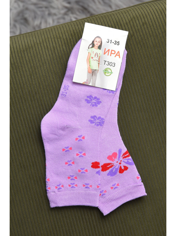 Шкарпетки для дівчинки бузкового кольору з малюнком Т303 168284C