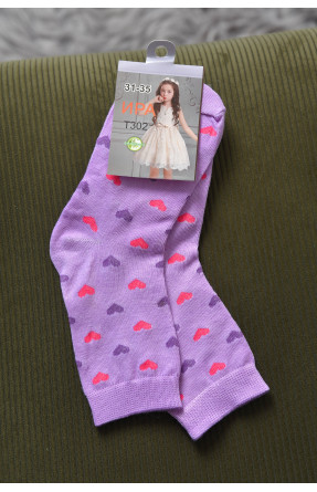 Шкарпетки для дівчинки фіолетового кольору з малюнком Т302 168380C