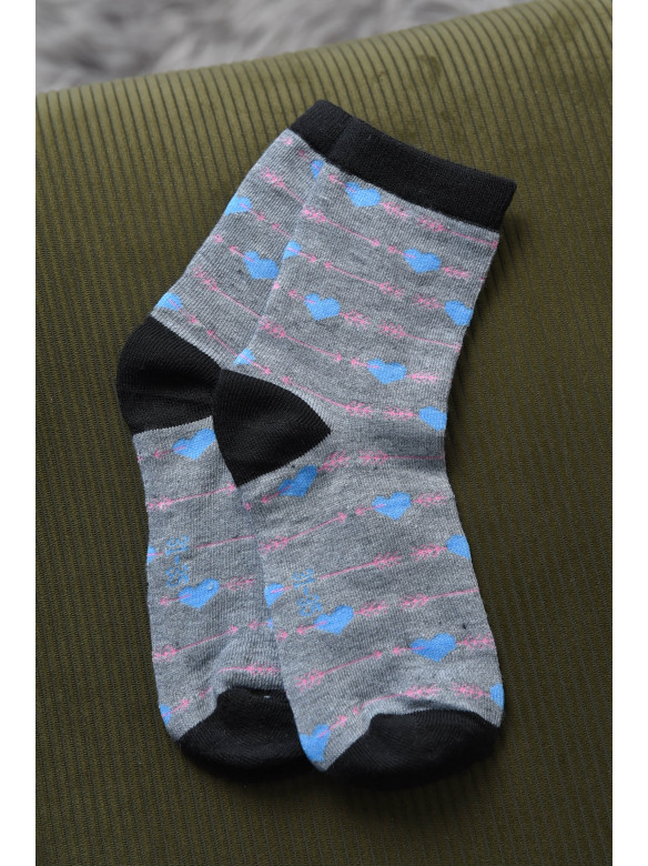 Носки для девочки серого цвета с рисунком Т301 168395C