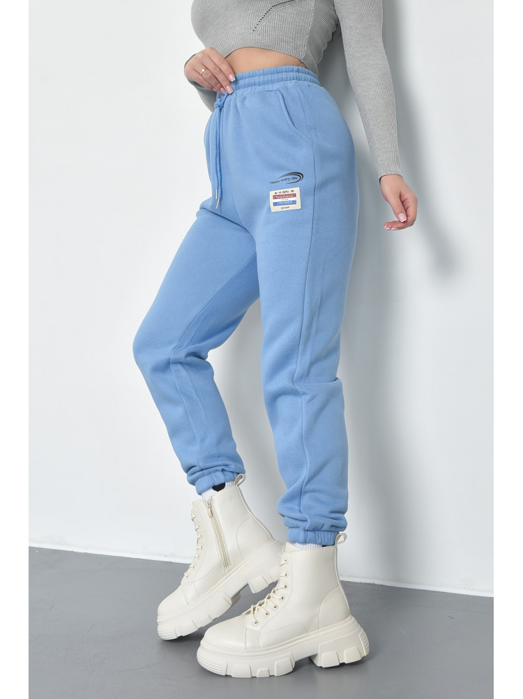 Спортивные штаны женские на флисе голубого цвета 21333 168420C