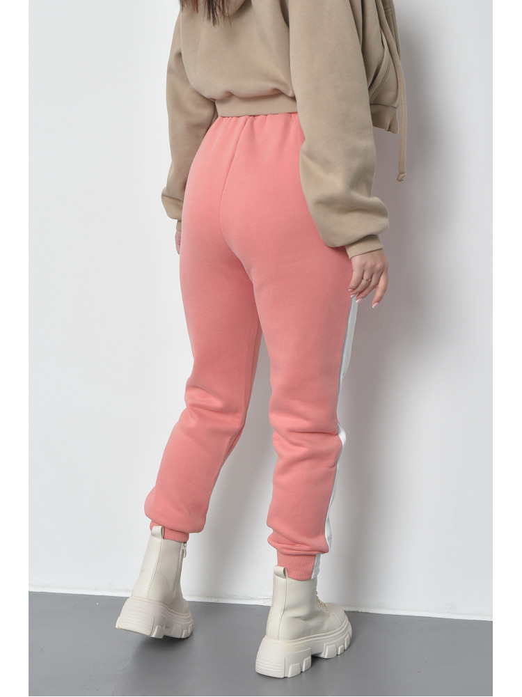 Спортивні штани жіночі на флісі темно-рожевого кольору 21335 168422C