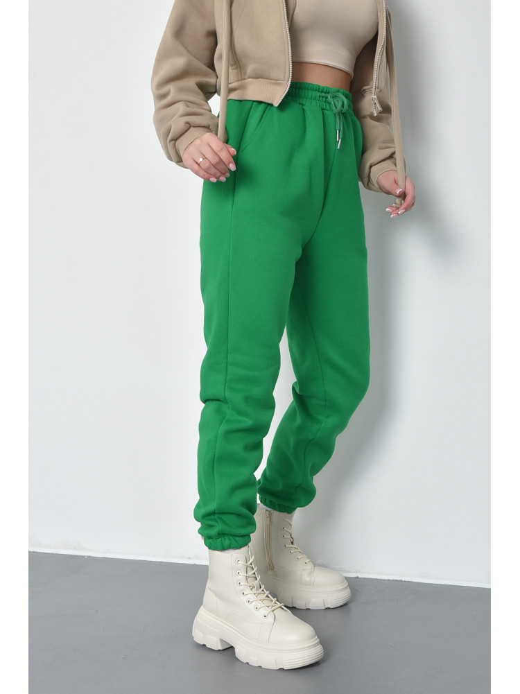 Спортивні штани жіночі на флісі зеленого кольору 21333 168423C