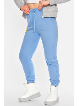 Спортивные штаны женские на флисе голубого цвета 21332 168428C Спортивные штаны женские на флисе голубого цвета 21332 168428C