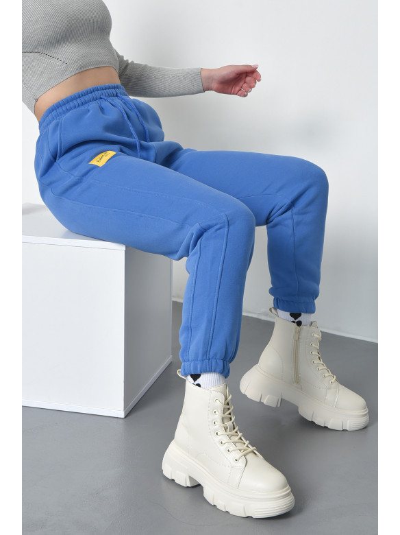 Спортивні штани жіночі на флісі синього кольору 21332 168429C