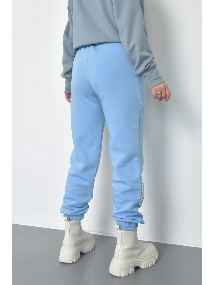 Спортивні штани жіночі на флісі блакитного кольору 168432C