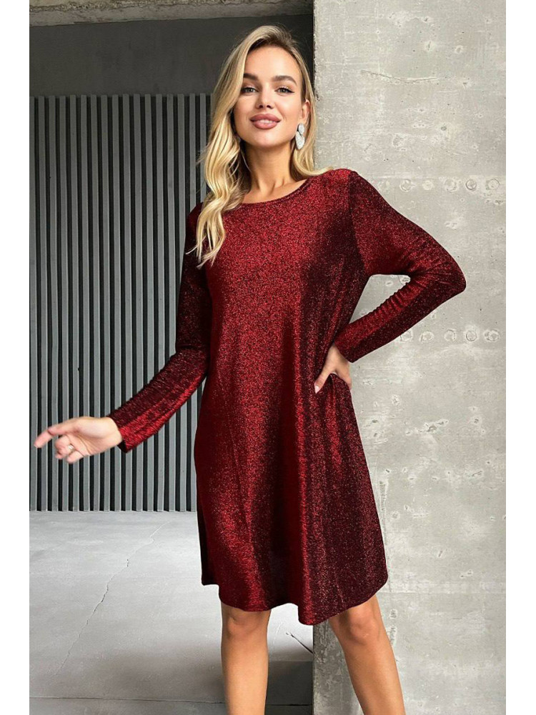 Жіноча вечірня сукня люрекс бордового кольору 42-44 1129 168490C