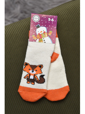 Носки детские махровые молочного цвета с рисунком 168525C Носки детские махровые молочного цвета с рисунком 168525C