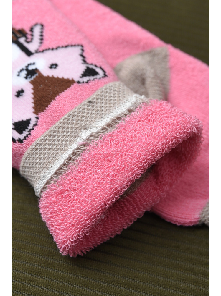 Шкарпетки махрові дитячі рожевого кольору з малюнком 168526C