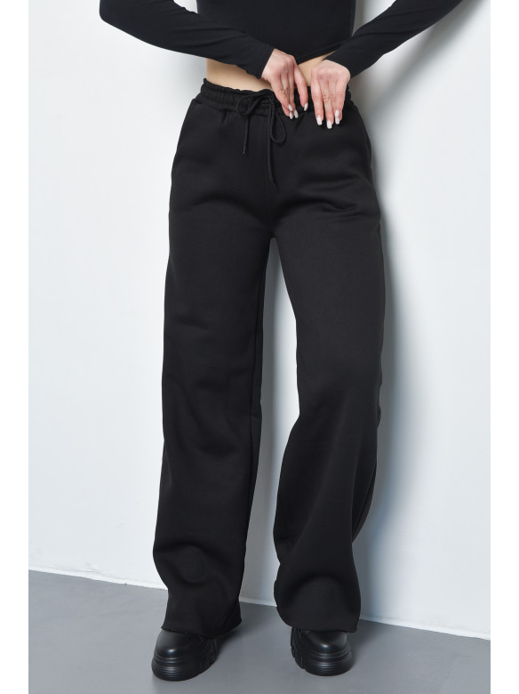 Спортивные штаны женские на флисе черного цвета 233 168619C