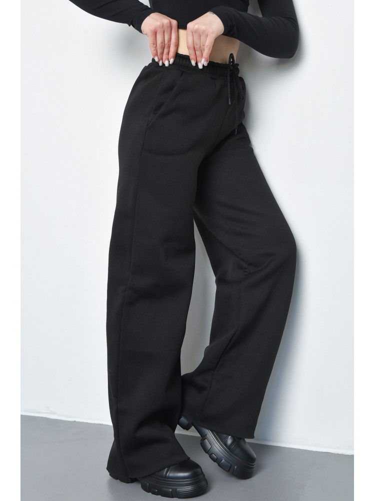 Спортивные штаны женские на флисе черного цвета 233 168619C