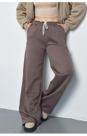 Спортивні штани жіночі на флісі коричневого кольору 233 168623C