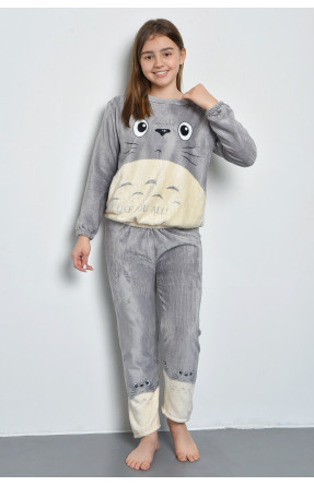 Пижама детская для подростка плюшевая серого цвета 80.19 168636C