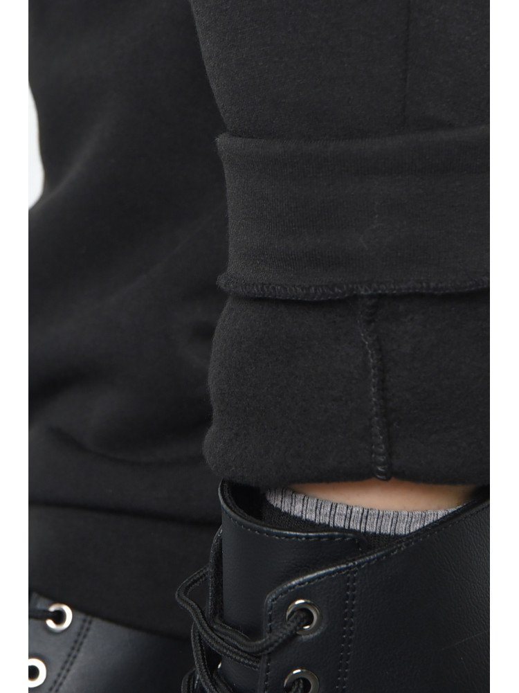 Штани жіночі на флісі батал чорного кольору 168649C